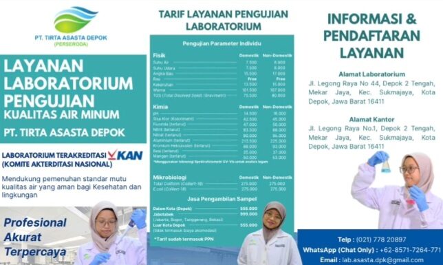 Tirta Asasta Depok Buka Layanan Uji Kualitas Air untuk Masyarakat
